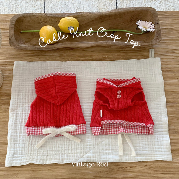 ※予約販売【near by us】Cable Knit Crop Top（vintage red）