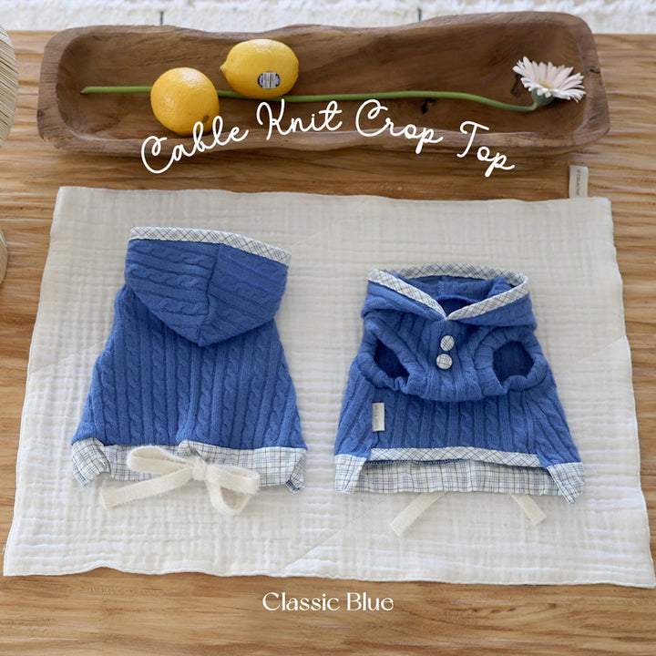 ※予約販売【near by us】Cable Knit Crop Top（classic blue）