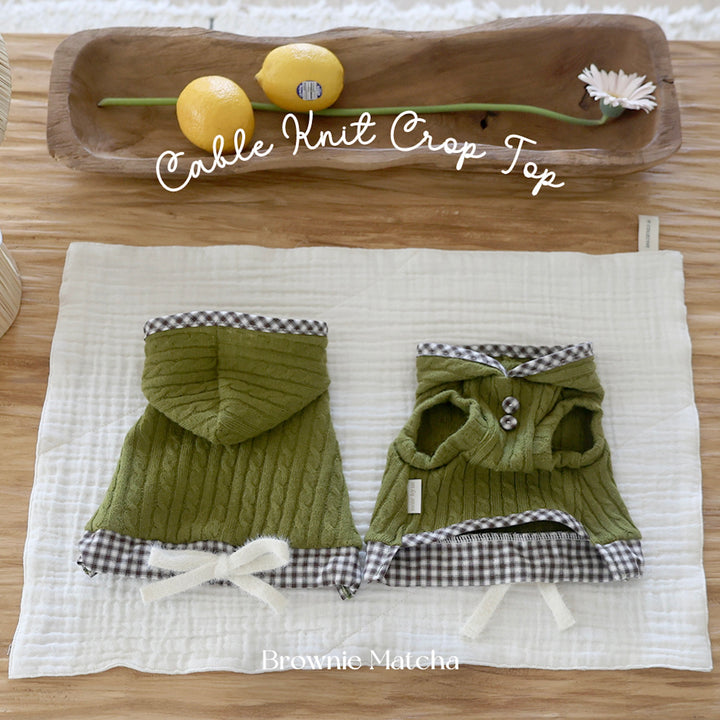 ※予約販売【near by us】Cable Knit Crop Top（brownie matcha）