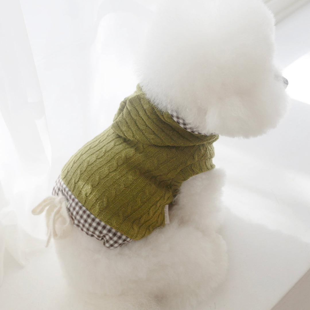 ※予約販売【near by us】Cable Knit Crop Top（brownie matcha）
