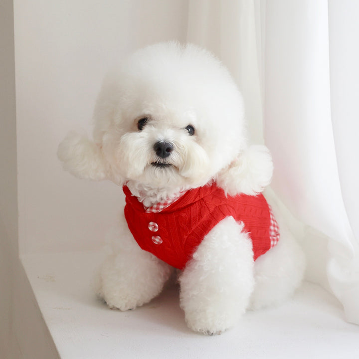 ※予約販売【near by us】Cable Knit Crop Top（vintage red）