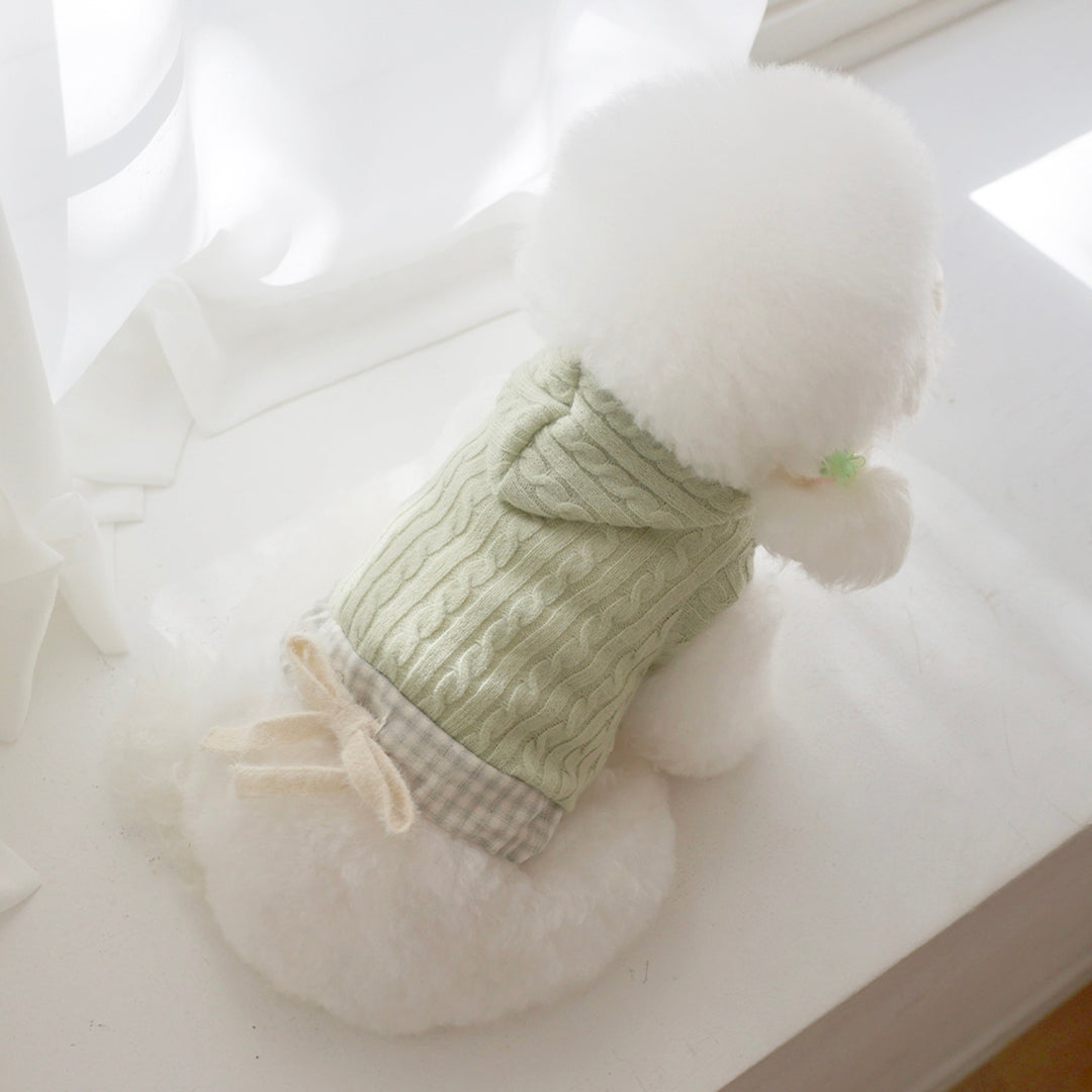 ※予約販売【near by us】Cable Knit Crop Top（sage green）