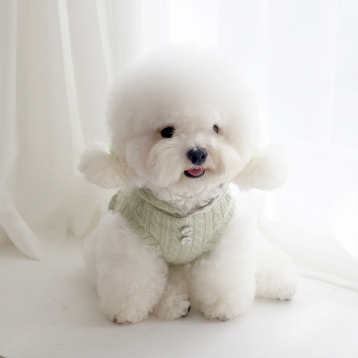 ※予約販売【near by us】Cable Knit Crop Top（sage green）