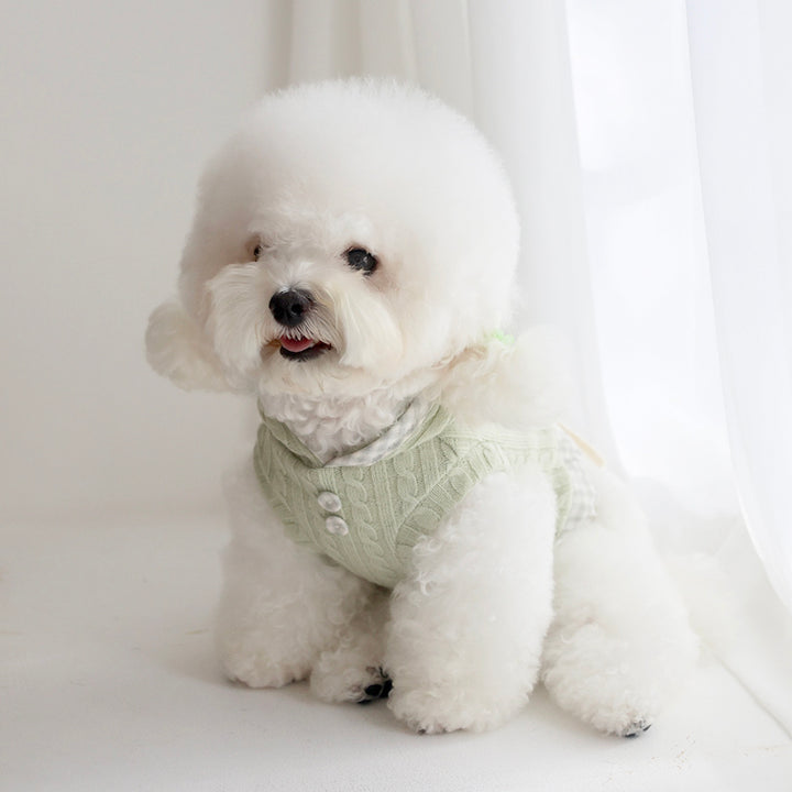 ※予約販売【near by us】Cable Knit Crop Top（sage green）