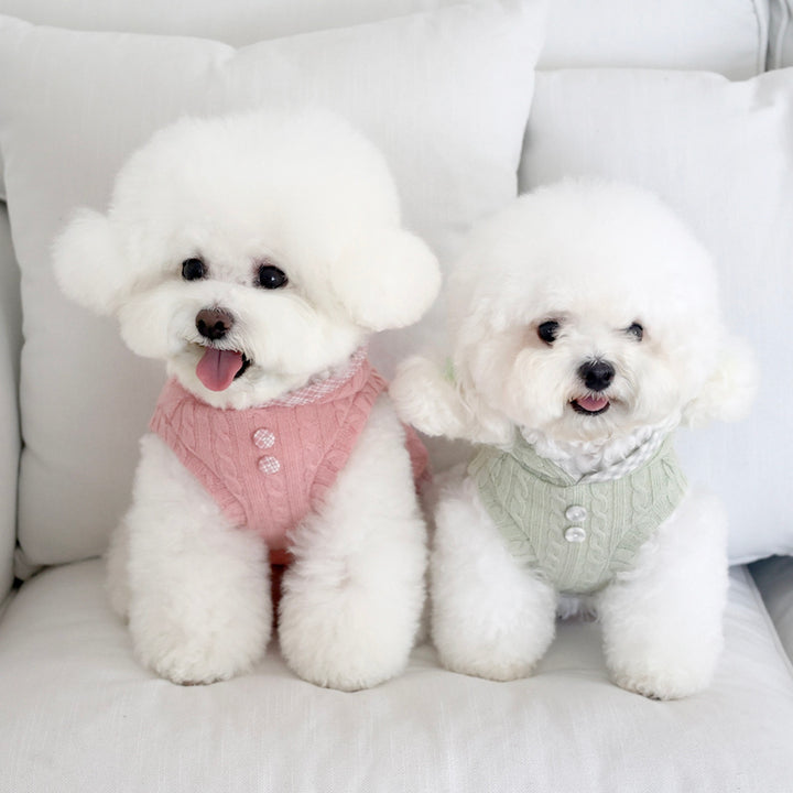 ※予約販売【near by us】Cable Knit Crop Top（sage green）