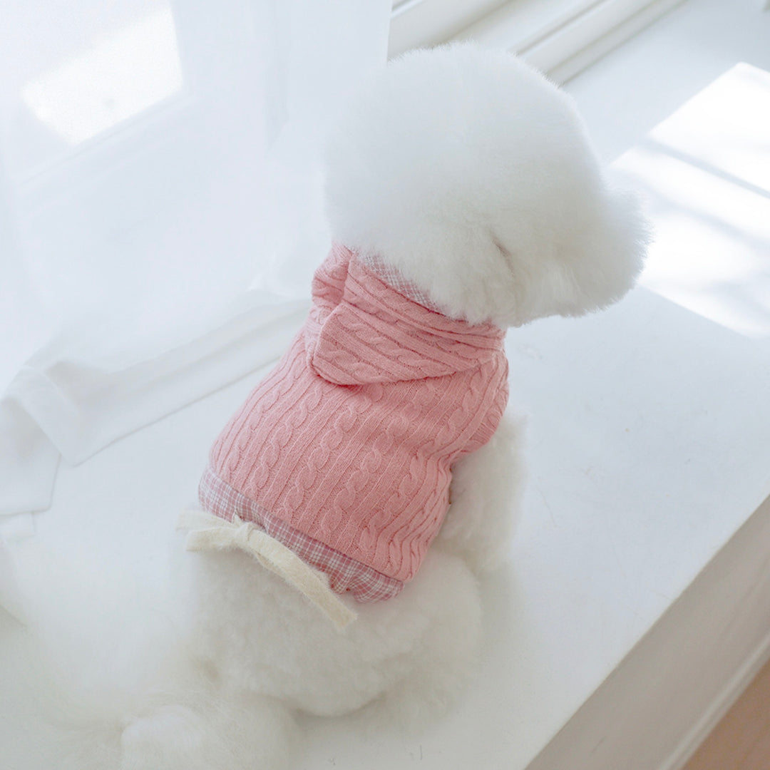 ※予約販売【near by us】Cable Knit Crop Top（indi pink）
