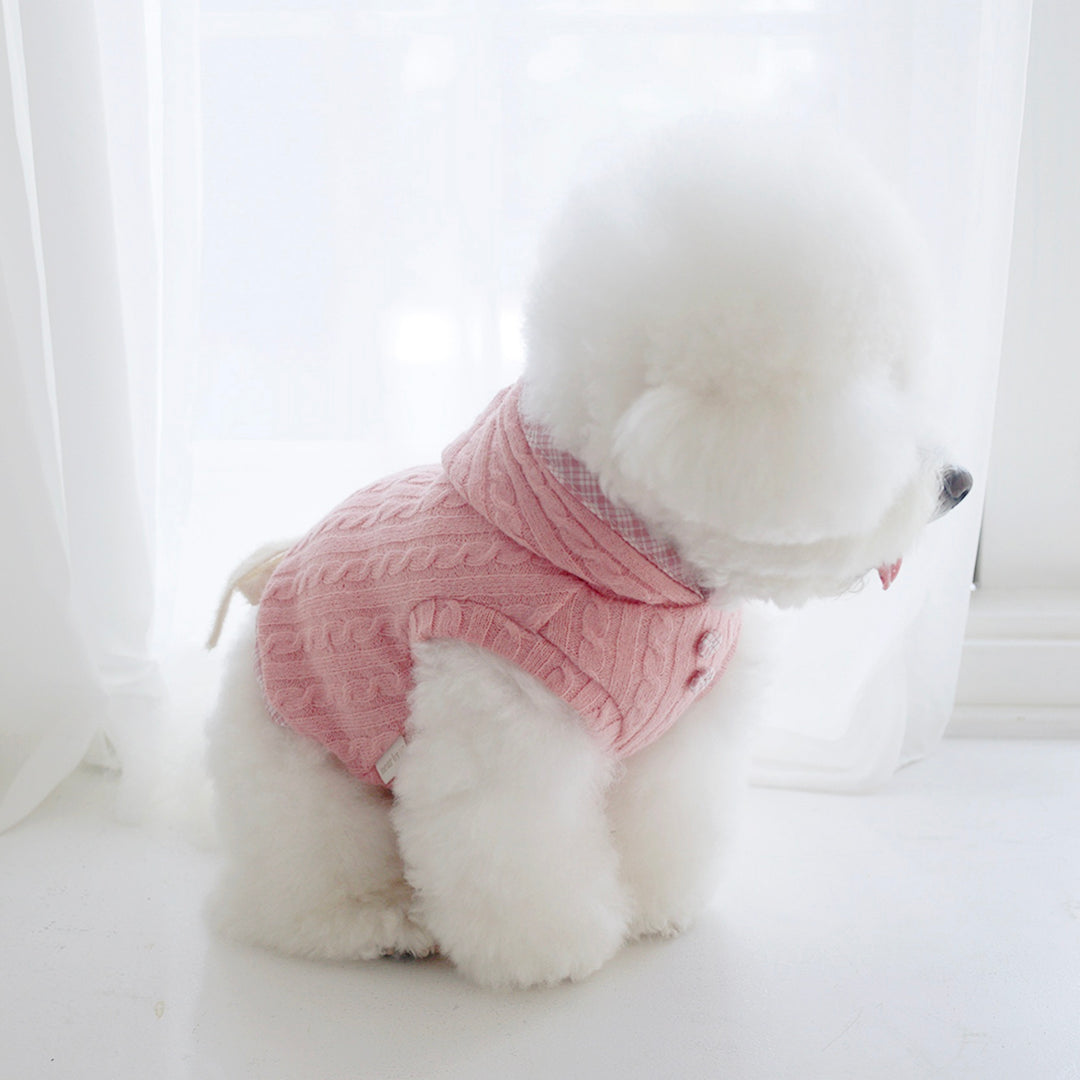 ※予約販売【near by us】Cable Knit Crop Top（indi pink）