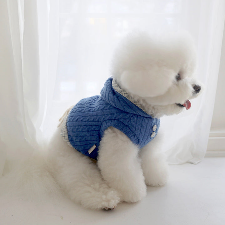 ※予約販売【near by us】Cable Knit Crop Top（classic blue）