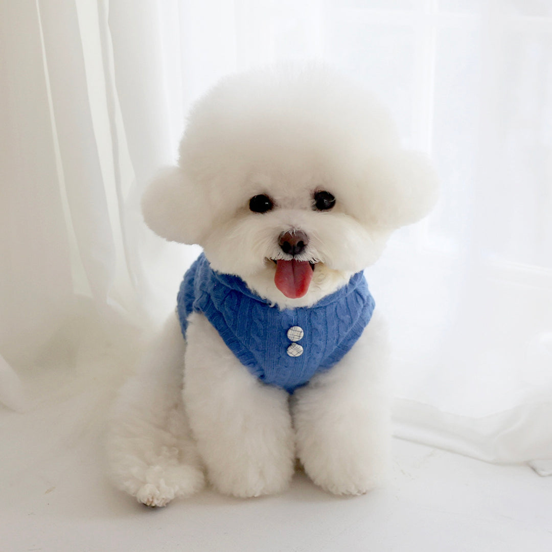 ※予約販売【near by us】Cable Knit Crop Top（classic blue）