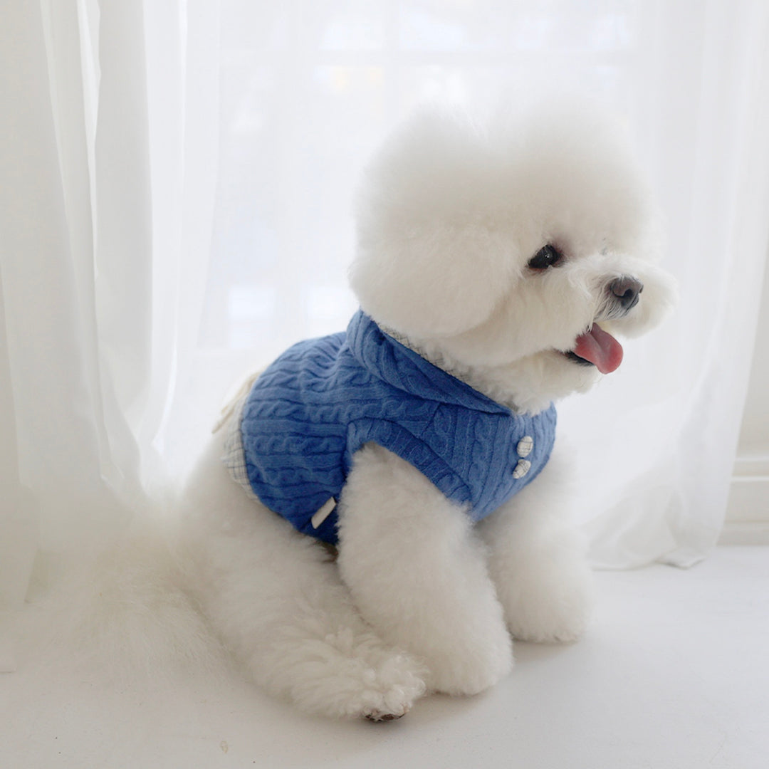 ※予約販売【near by us】Cable Knit Crop Top（classic blue）