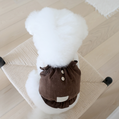 ※予約販売【near by us】corduroy dot crop top (brown)