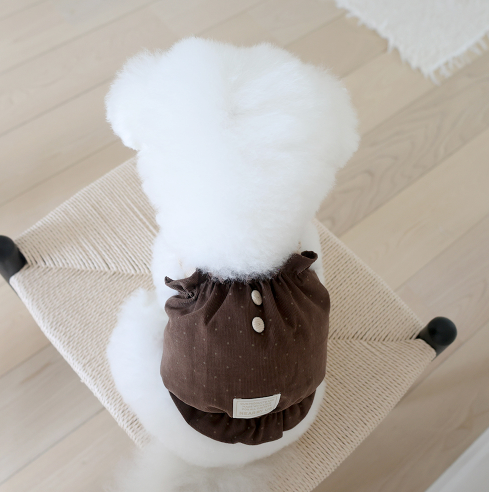 ※予約販売【near by us】corduroy dot crop top (brown)