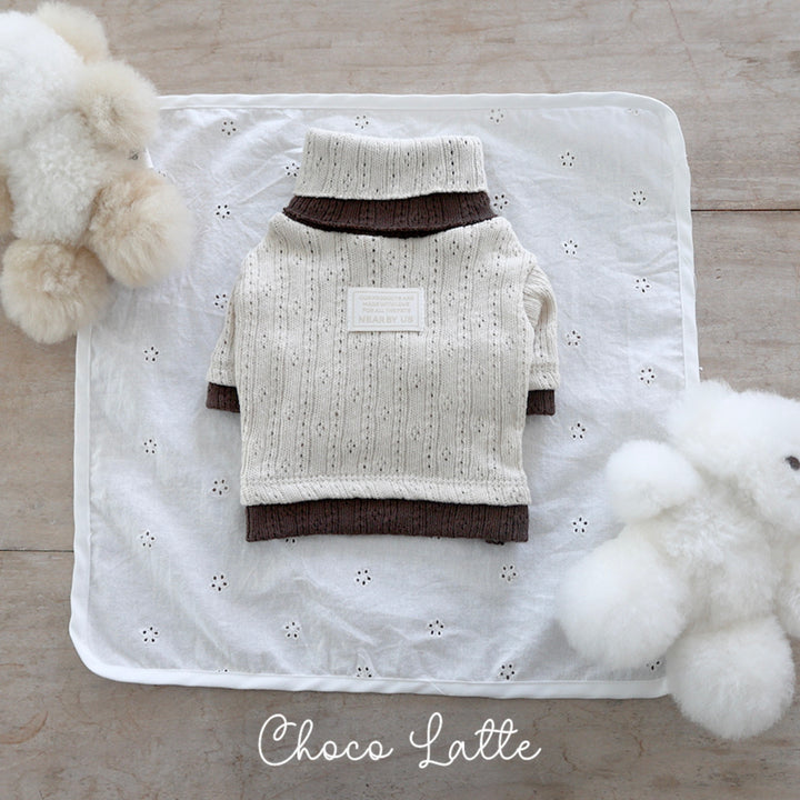 ※予約販売【near by us】Pointelle knit top（Choco latte）