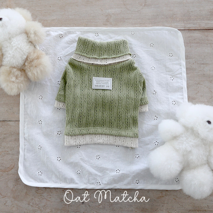 ※予約販売【near by us】Pointelle knit top（Oat matcha）