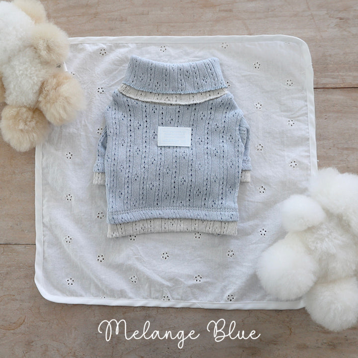 ※予約販売【near by us】Pointelle knit top（Melange blue）