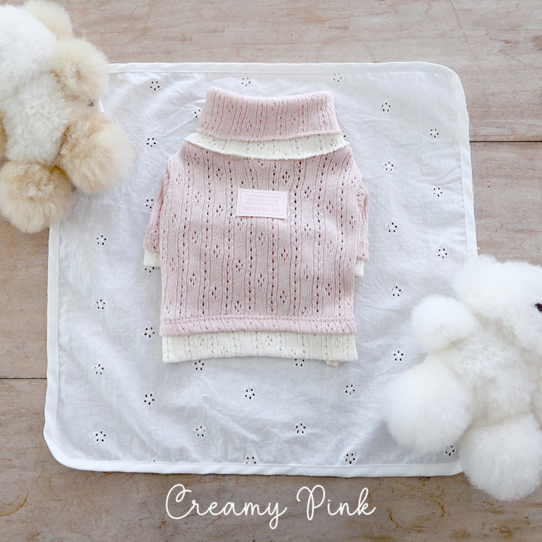 ※予約販売【near by us】Pointelle knit top（Creamy pink）