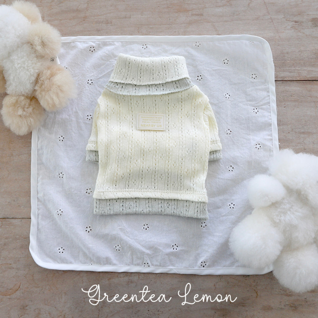 ※予約販売【near by us】Pointelle knit top（Greentea lemon）