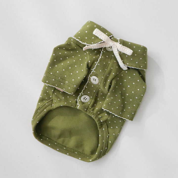 即納【DURANG RURANG】Dot Ribbon Cardigan（Matcha Green）