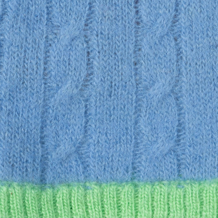 即納【andblank】Bebe Cable Wool 100% Knit（Melange Blue）