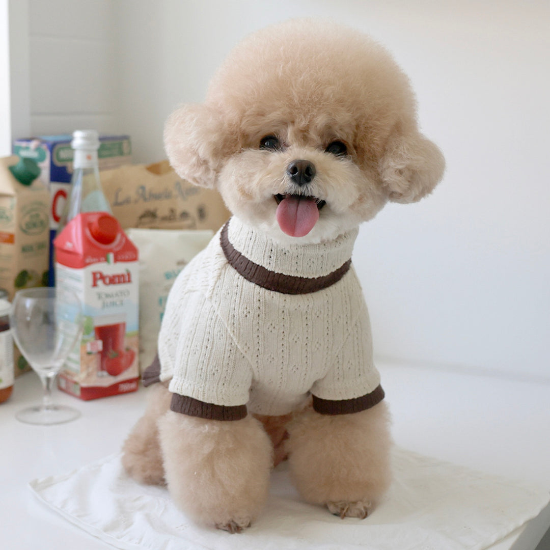 ※予約販売【near by us】Pointelle knit top（Choco latte）