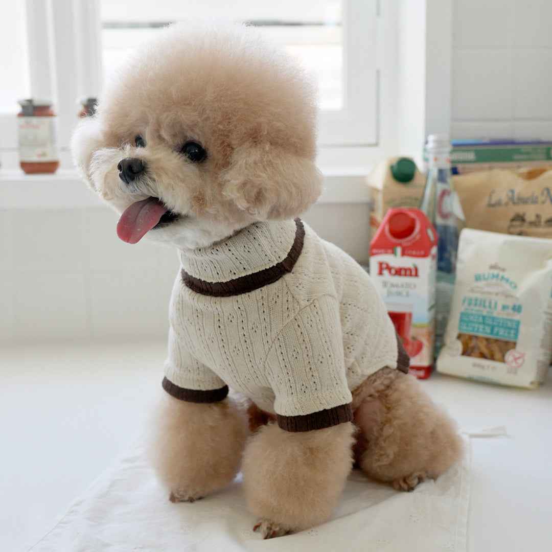 ※予約販売【near by us】Pointelle knit top（Choco latte）