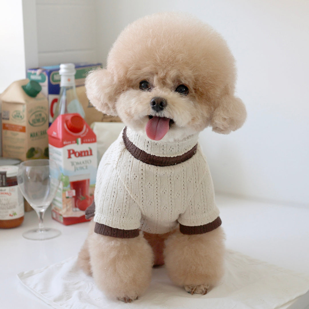 ※予約販売【near by us】Pointelle knit top（Choco latte）