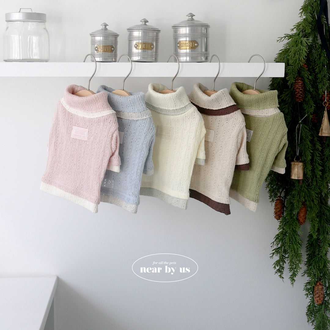 ※予約販売【near by us】Pointelle knit top（Choco latte）