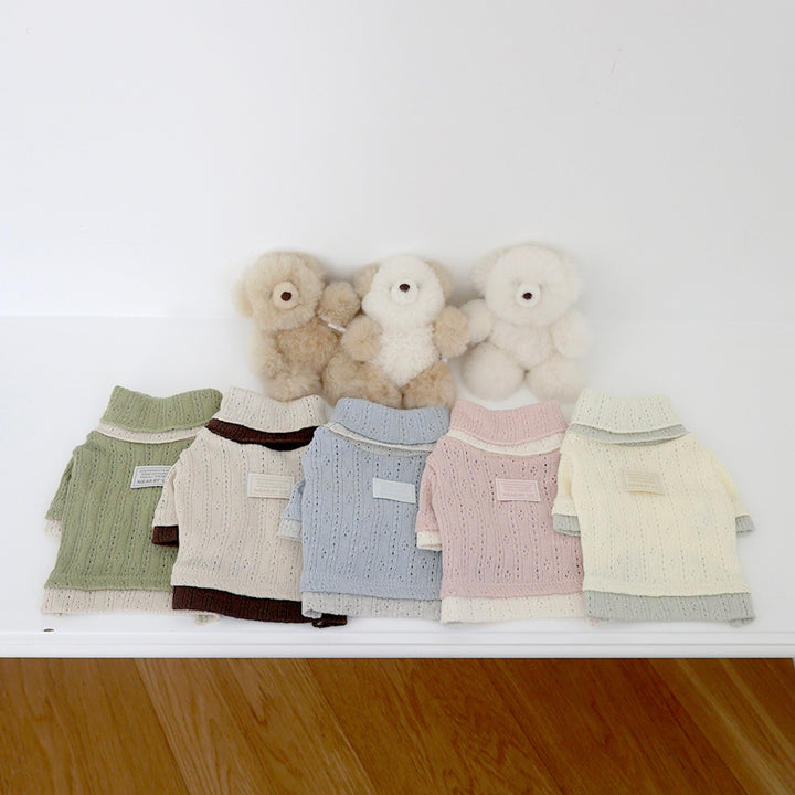 ※予約販売【near by us】Pointelle knit top（Choco latte）