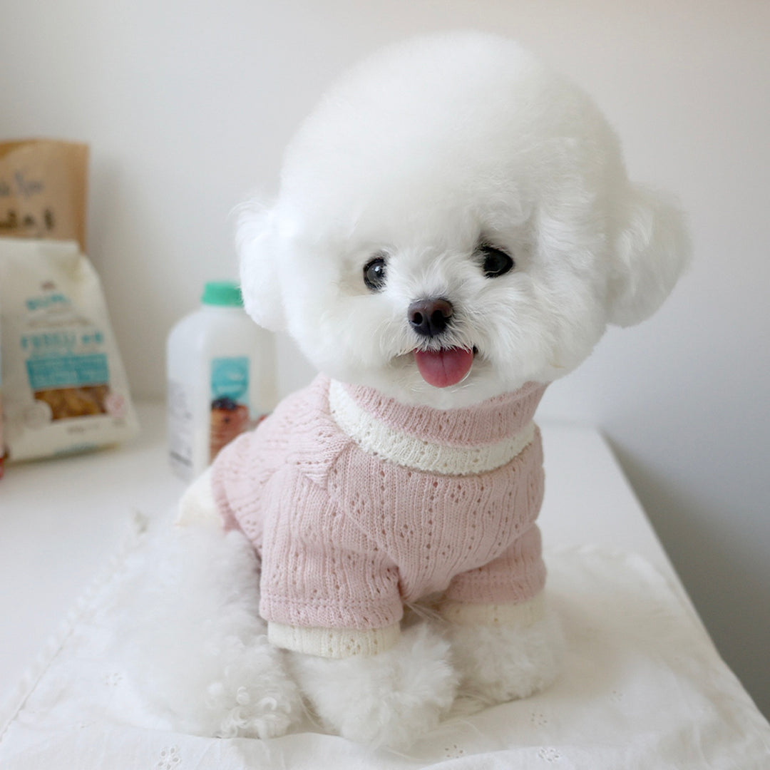 ※予約販売【near by us】Pointelle knit top（Creamy pink）