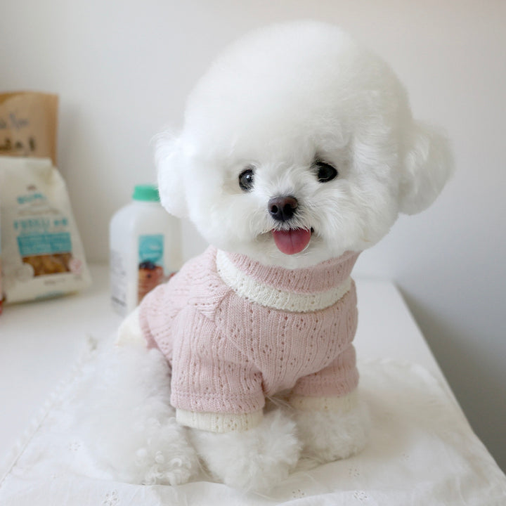 ※予約販売【near by us】Pointelle knit top（Creamy pink）