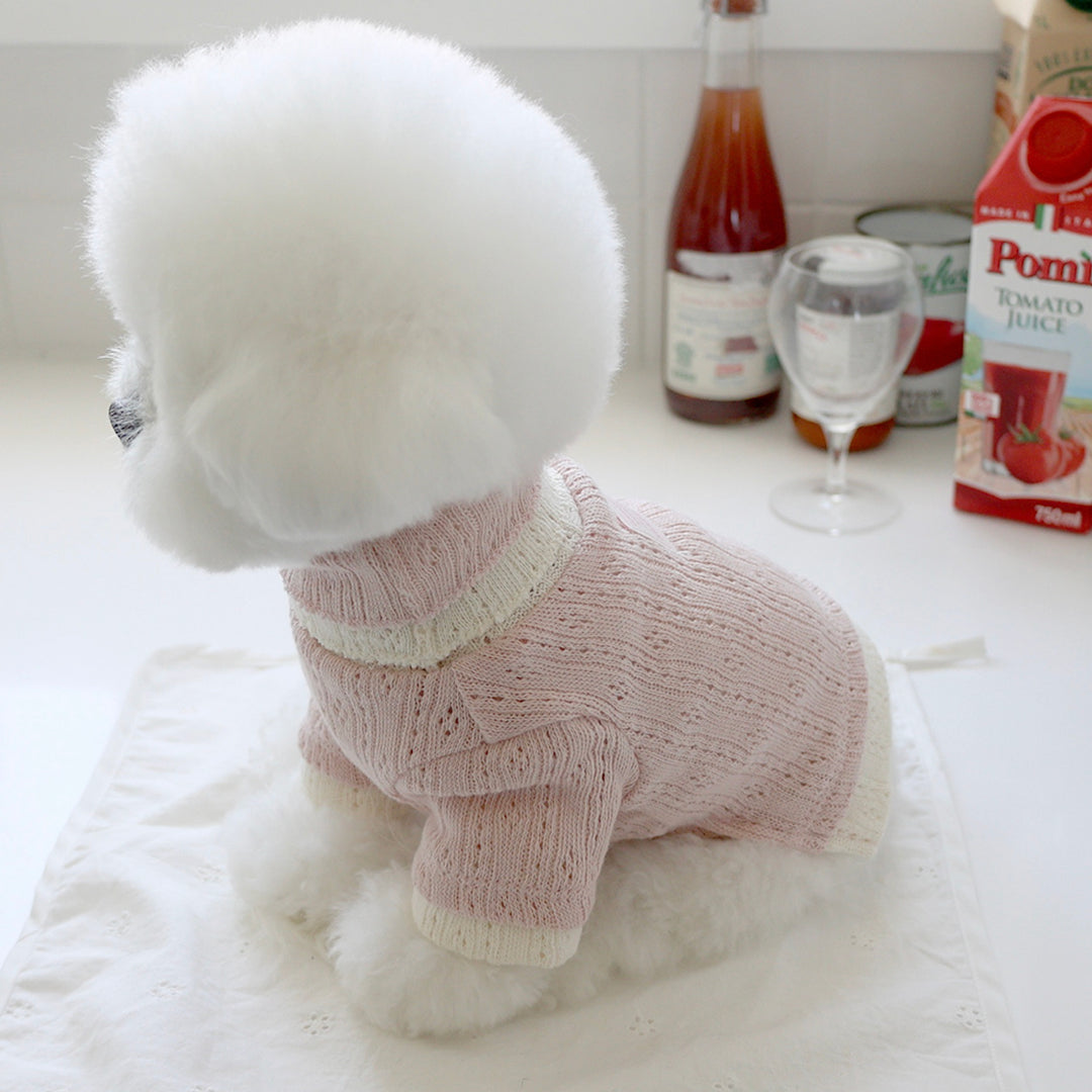 ※予約販売【near by us】Pointelle knit top（Creamy pink）