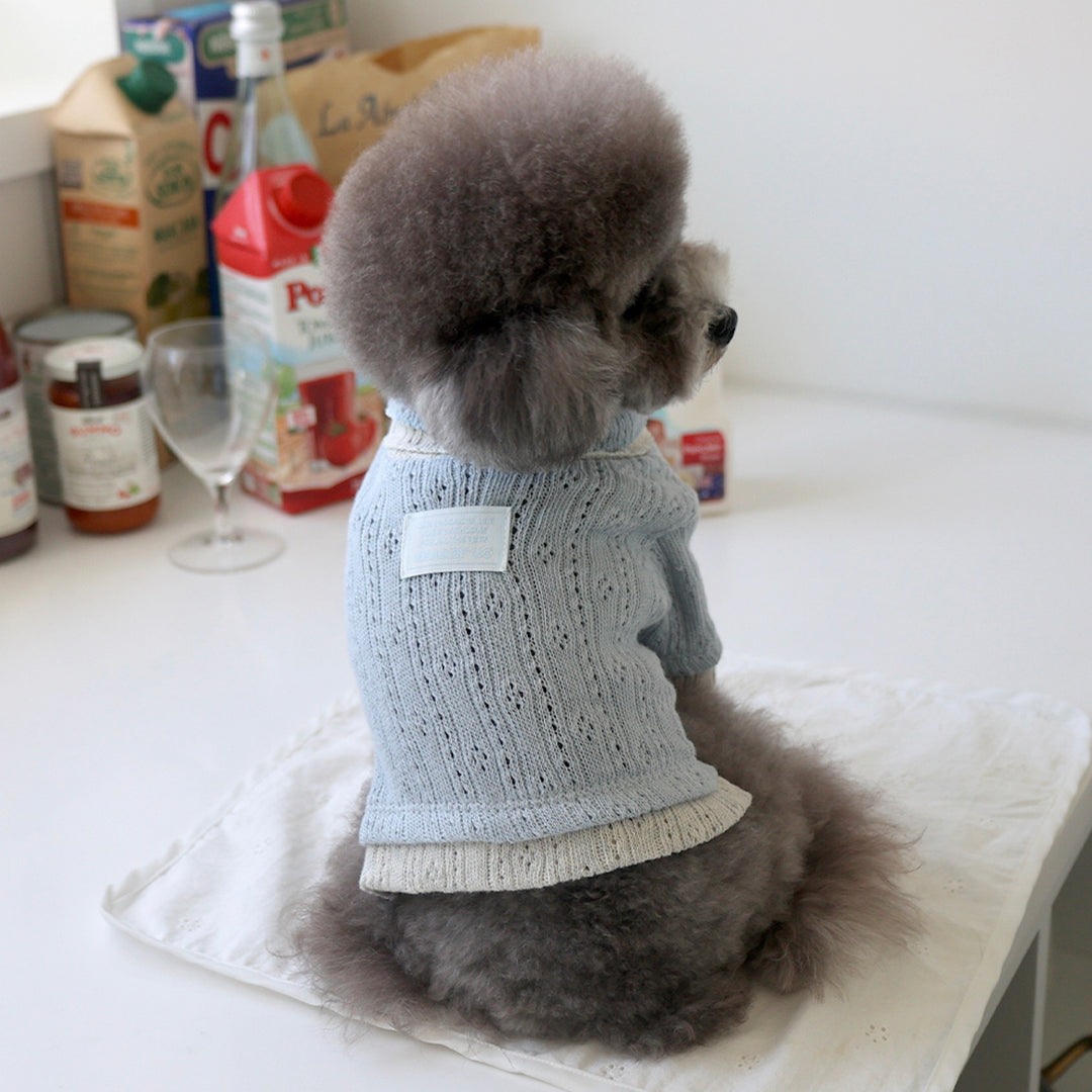 ※予約販売【near by us】Pointelle knit top（Melange blue）