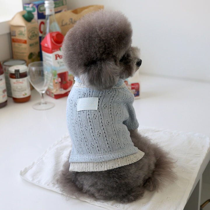 ※予約販売【near by us】Pointelle knit top（Melange blue）