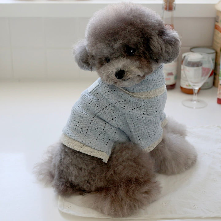 ※予約販売【near by us】Pointelle knit top（Melange blue）