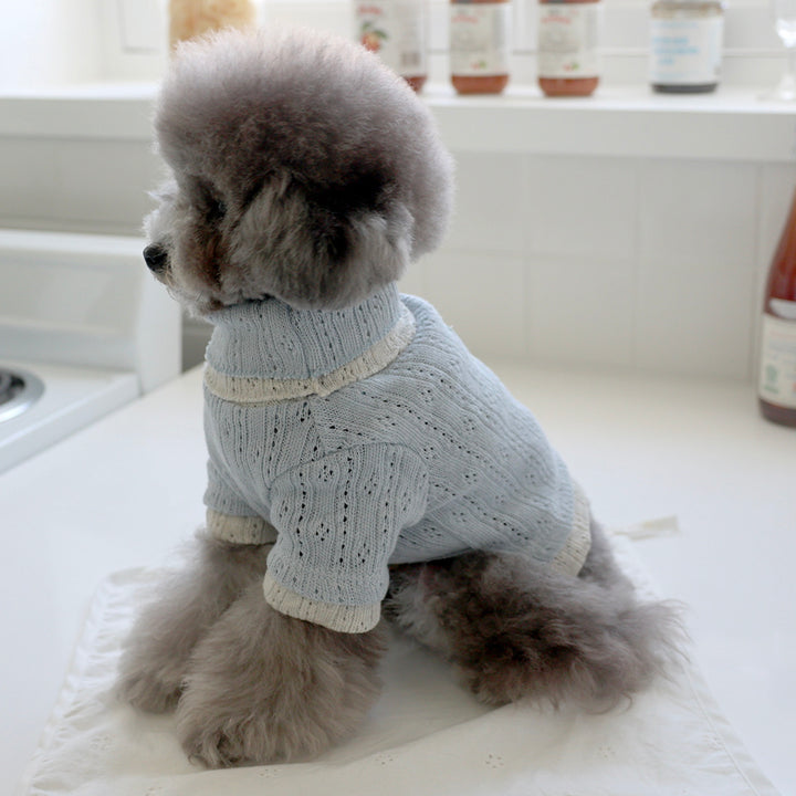 ※予約販売【near by us】Pointelle knit top（Melange blue）