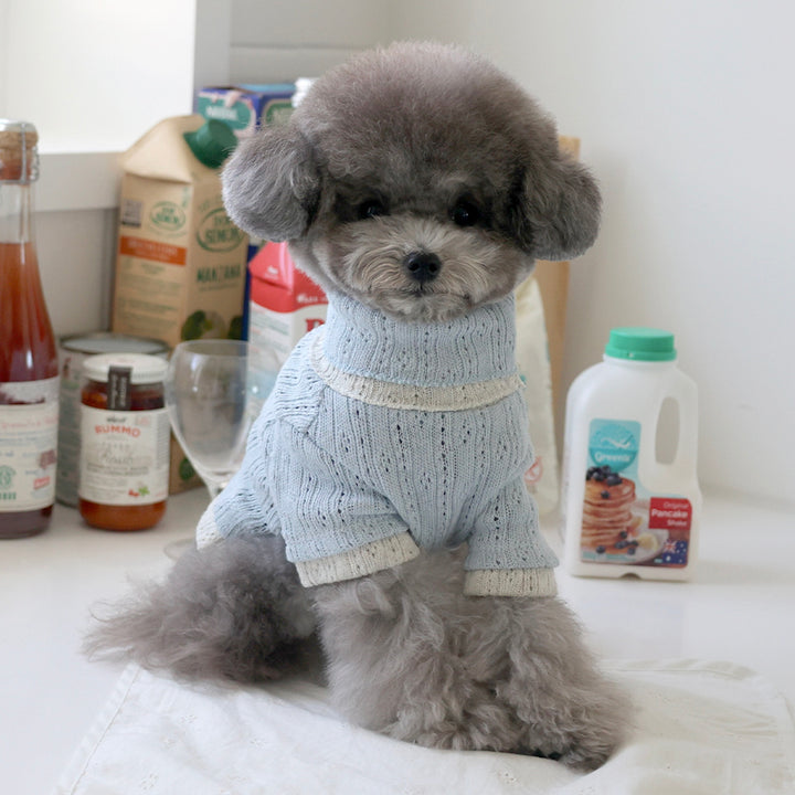 ※予約販売【near by us】Pointelle knit top（Melange blue）