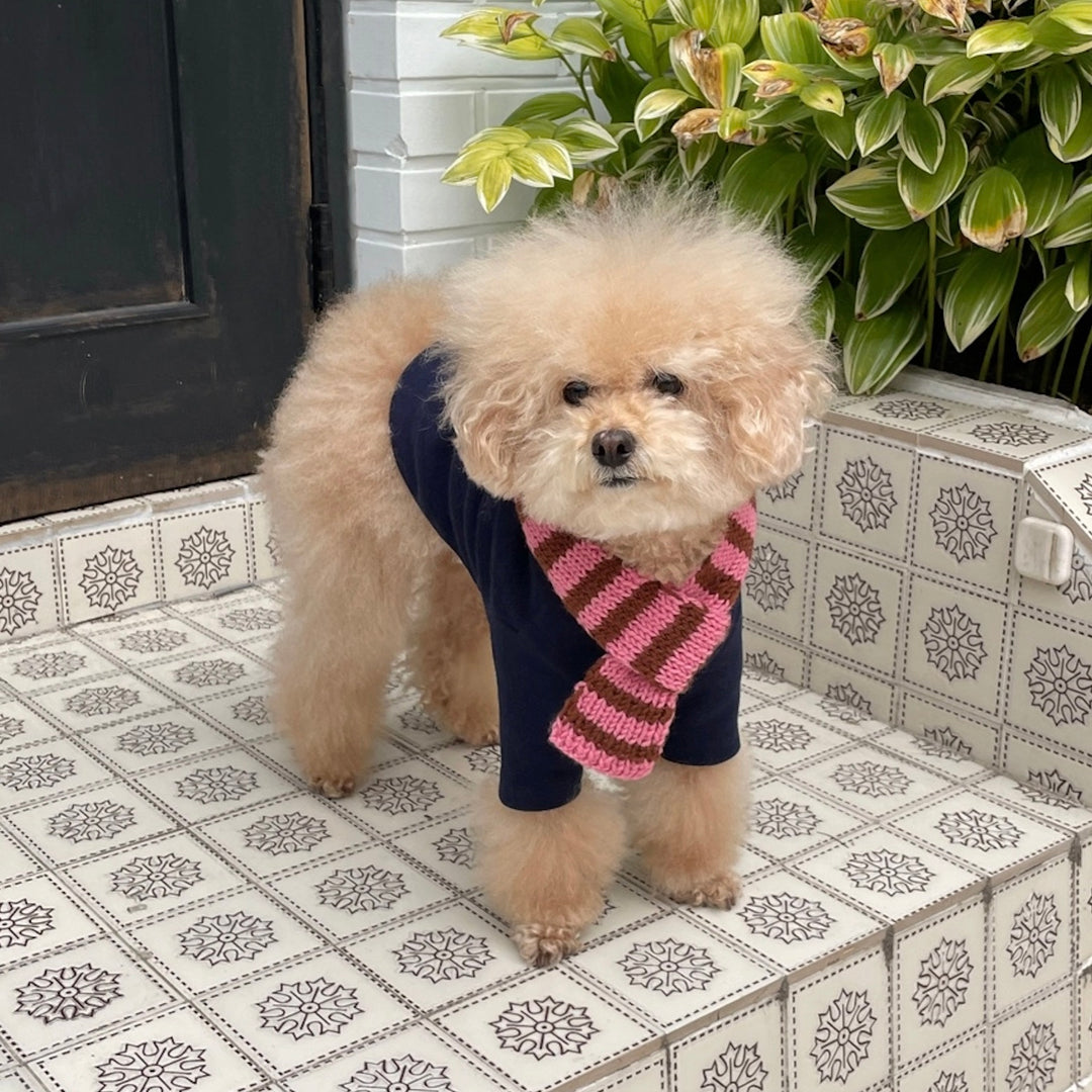 ※予約販売【FREDDIE TALE】Classc stripe muffler（Pink brownie）