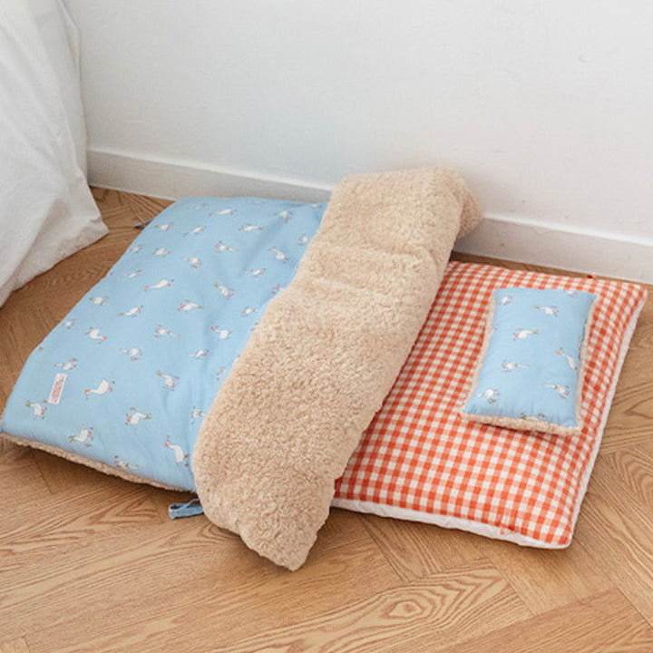 ※予約販売【noutti】Duck Blanket Cushion Set（Sky / Orange Red）