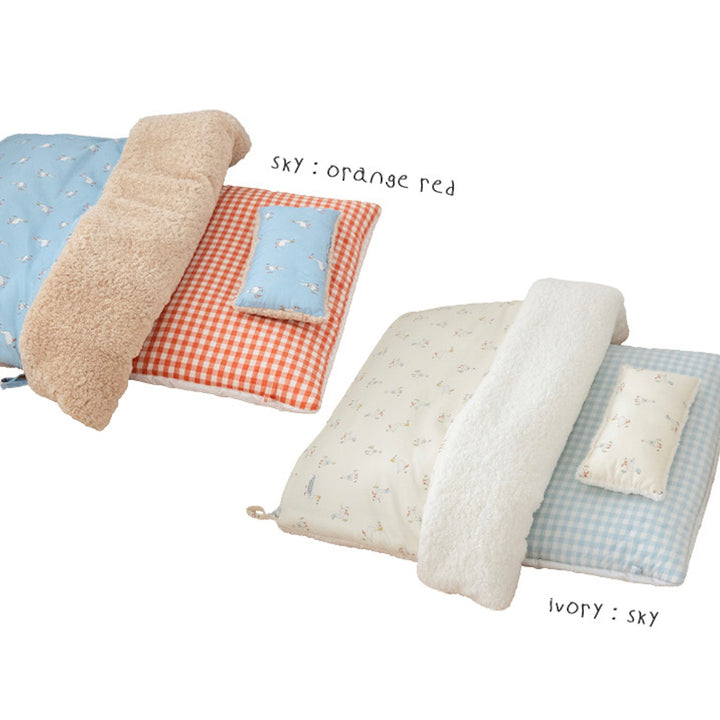 ※予約販売【noutti】Duck Blanket Cushion Set（Sky / Orange Red）