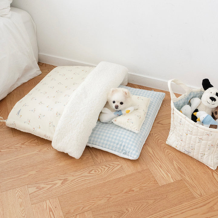 ※予約販売【noutti】Duck Blanket Cushion Set（Ivory / Sky Blue）