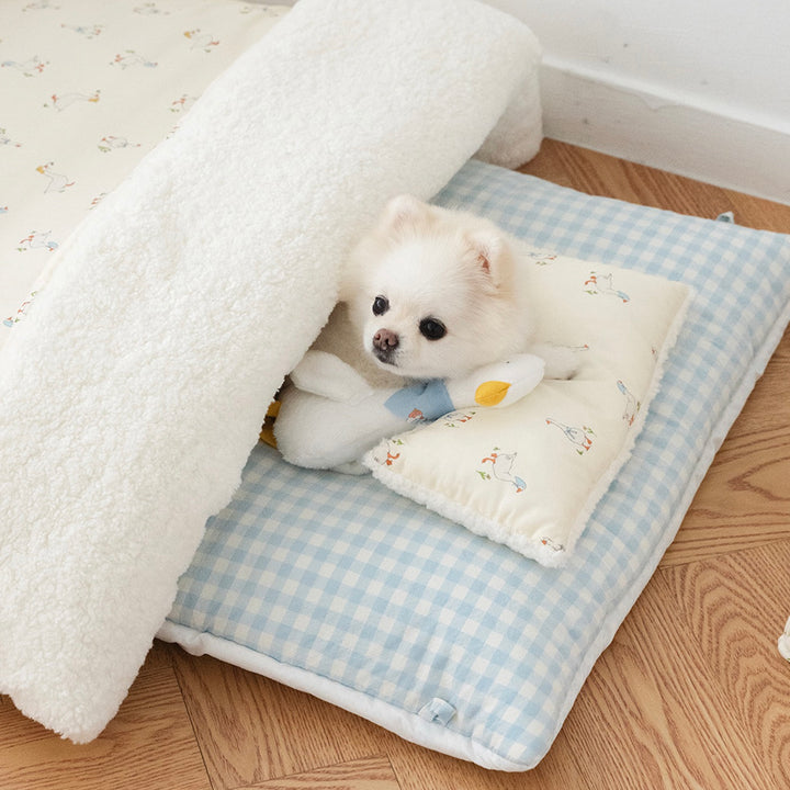 ※予約販売【noutti】Duck Blanket Cushion Set（Ivory / Sky Blue）