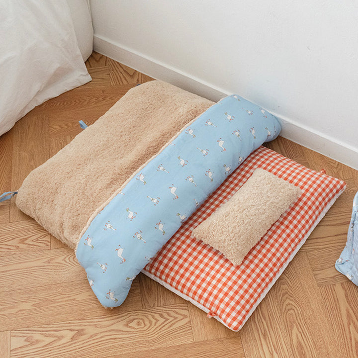 ※予約販売【noutti】Duck Blanket Cushion Set（Sky / Orange Red）