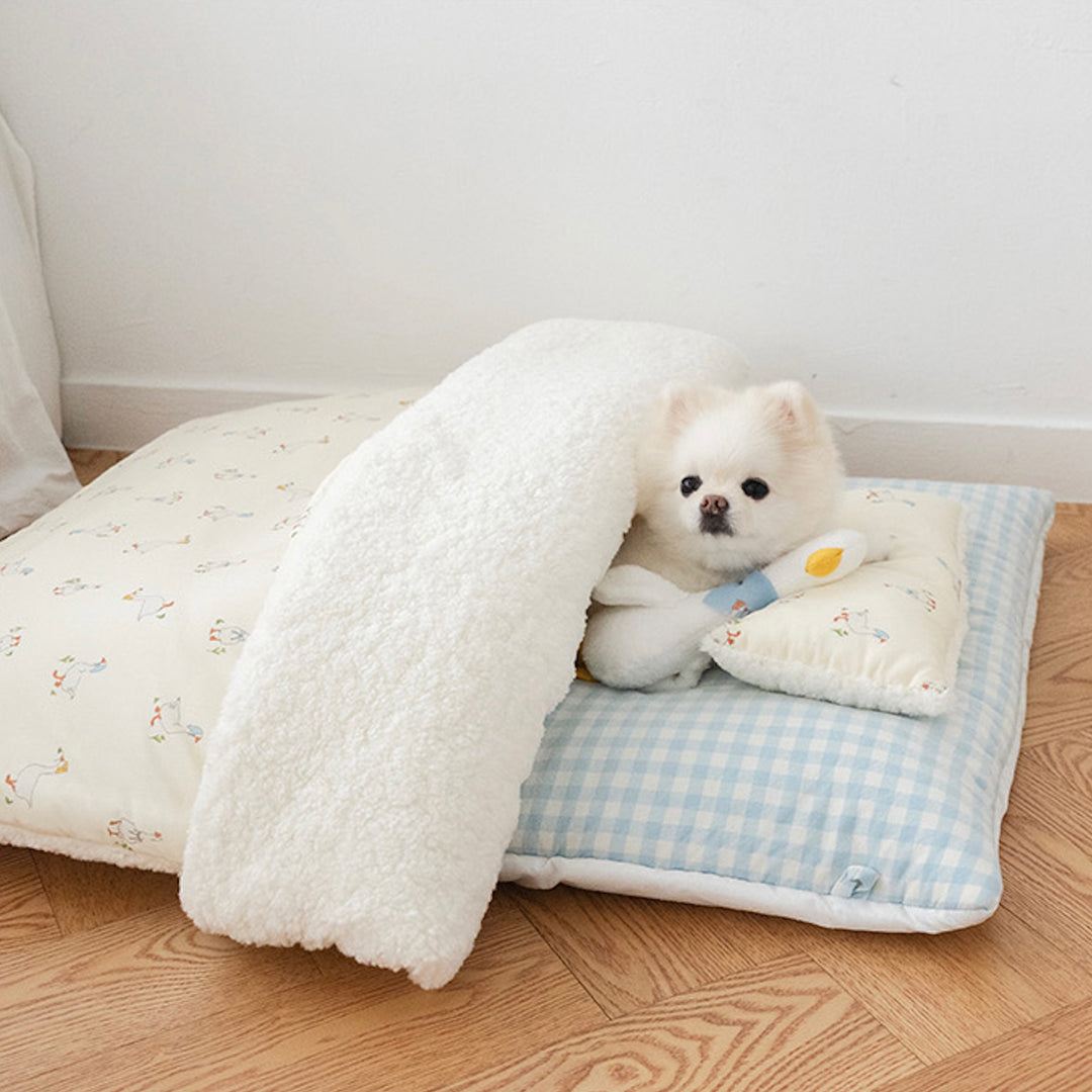 ※予約販売【noutti】Duck Blanket Cushion Set（Ivory / Sky Blue）