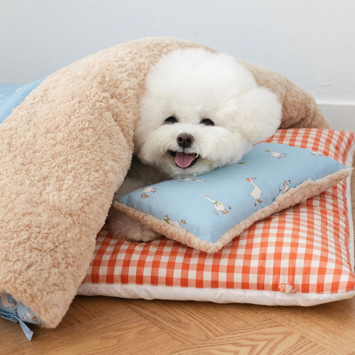 ※予約販売【noutti】Duck Blanket Cushion Set（Sky / Orange Red）