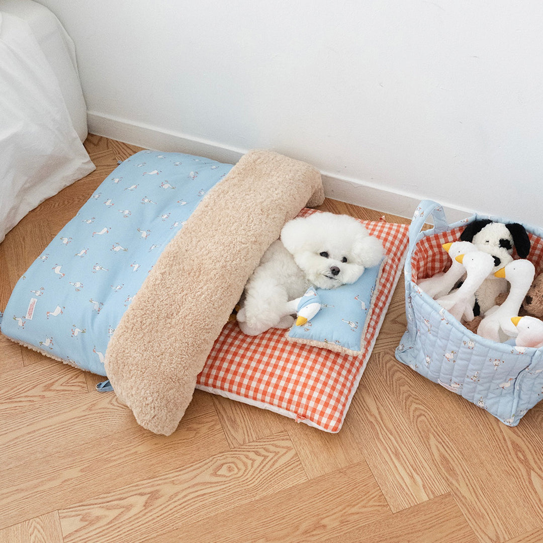※予約販売【noutti】Duck Blanket Cushion Set（Sky / Orange Red）