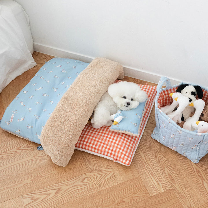 ※予約販売【noutti】Duck Blanket Cushion Set（Sky / Orange Red）