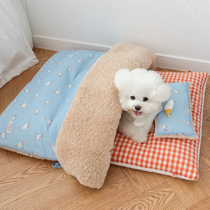 ※予約販売【noutti】Duck Blanket Cushion Set（Sky / Orange Red）