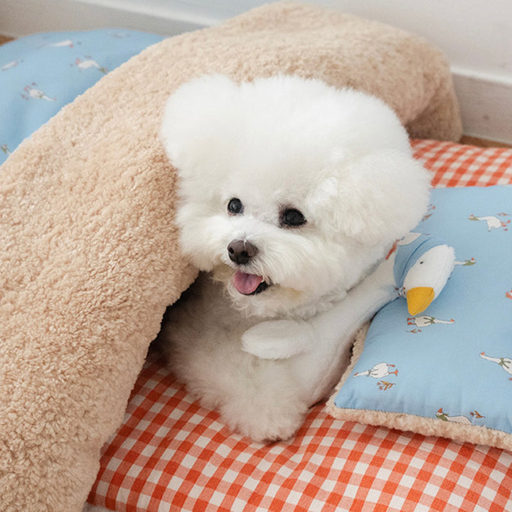 ※予約販売【noutti】Duck Blanket Cushion Set（Sky / Orange Red）