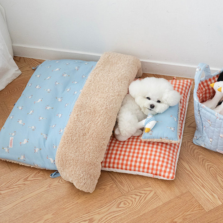 ※予約販売【noutti】Duck Blanket Cushion Set（Sky / Orange Red）
