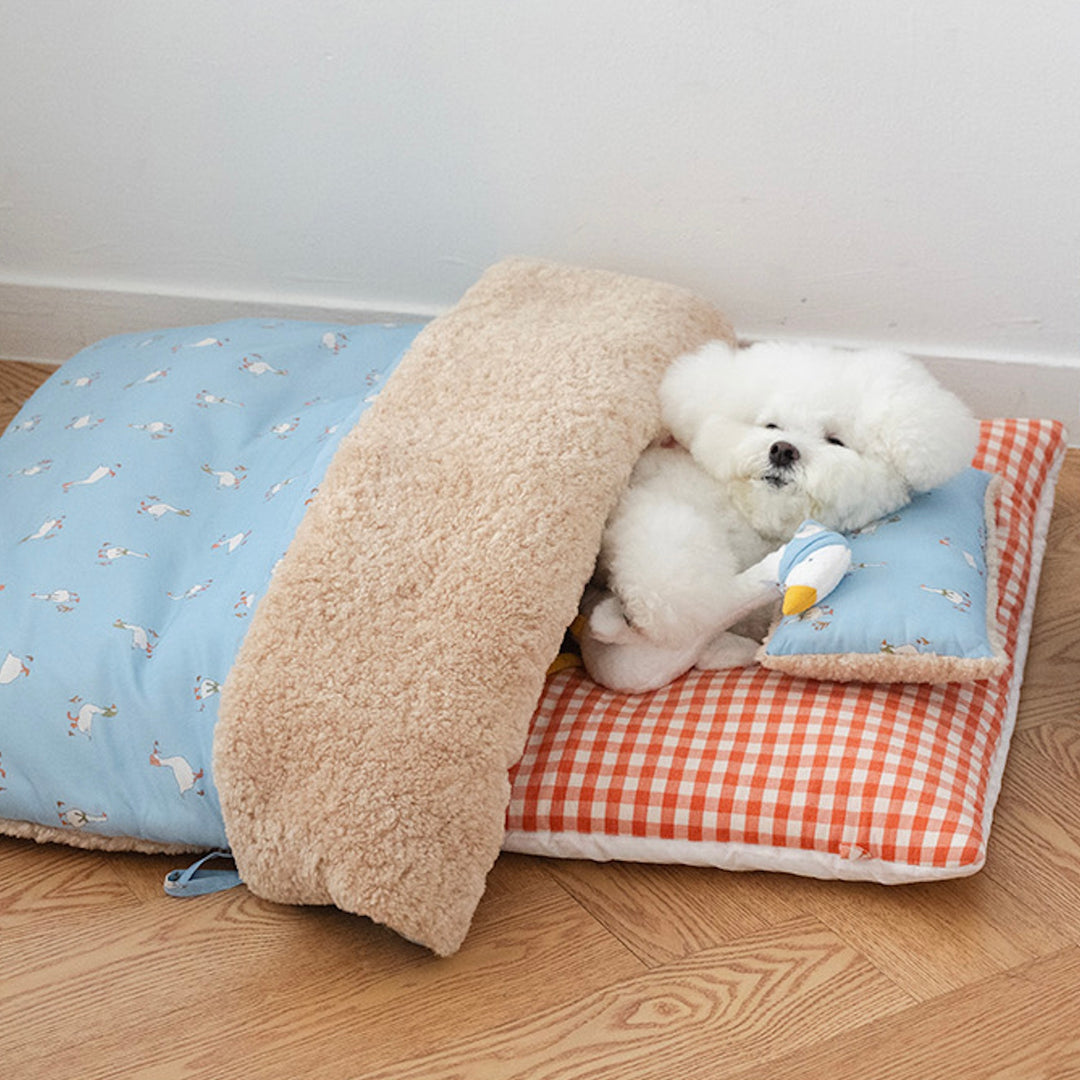 ※予約販売【noutti】Duck Blanket Cushion Set（Sky / Orange Red）
